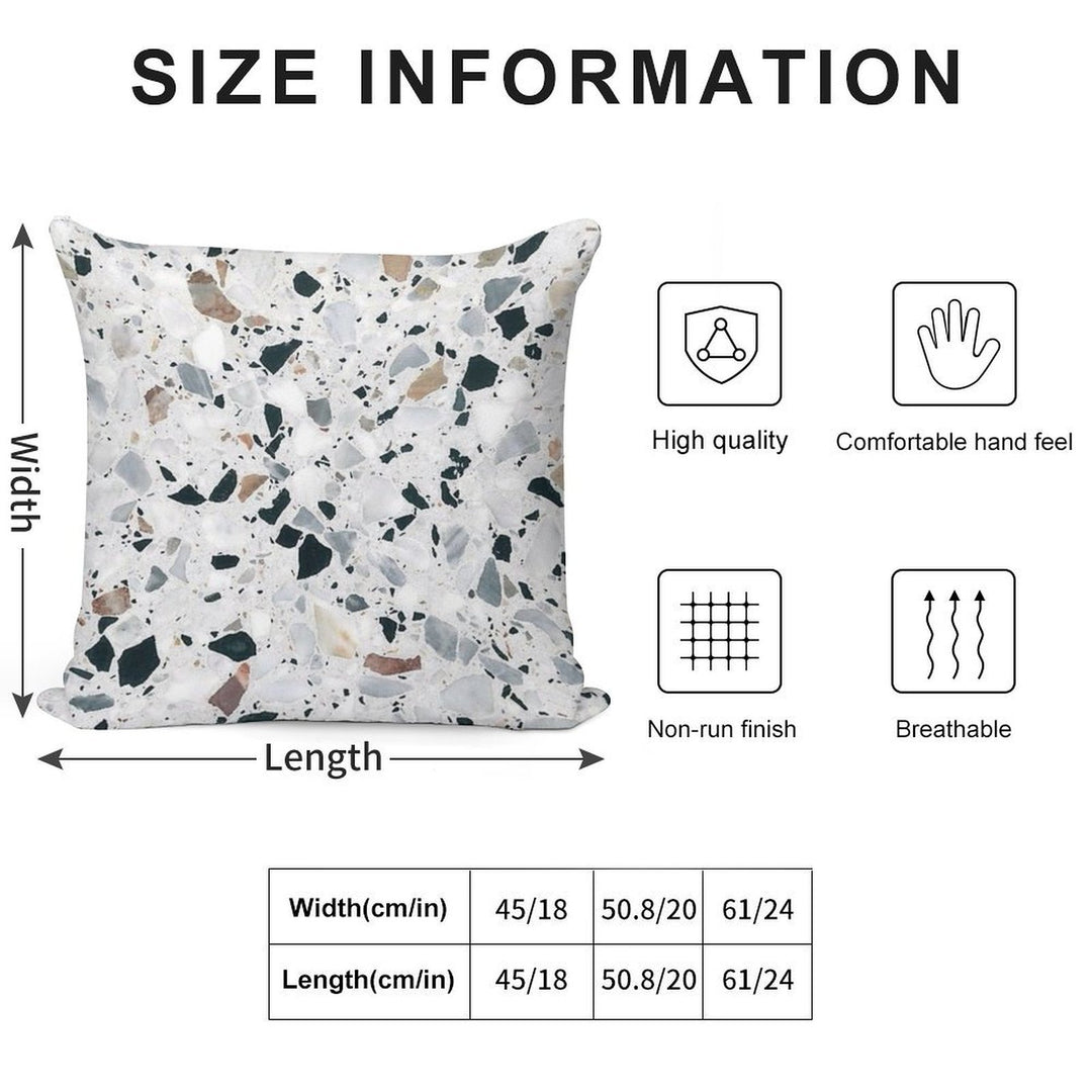 Terrazzo Black, White, Grey And Bronze Soft Shrink-Resistant Throw Pillow