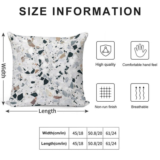 Terrazzo Black, White, Grey And Bronze Soft Shrink-Resistant Throw Pillow