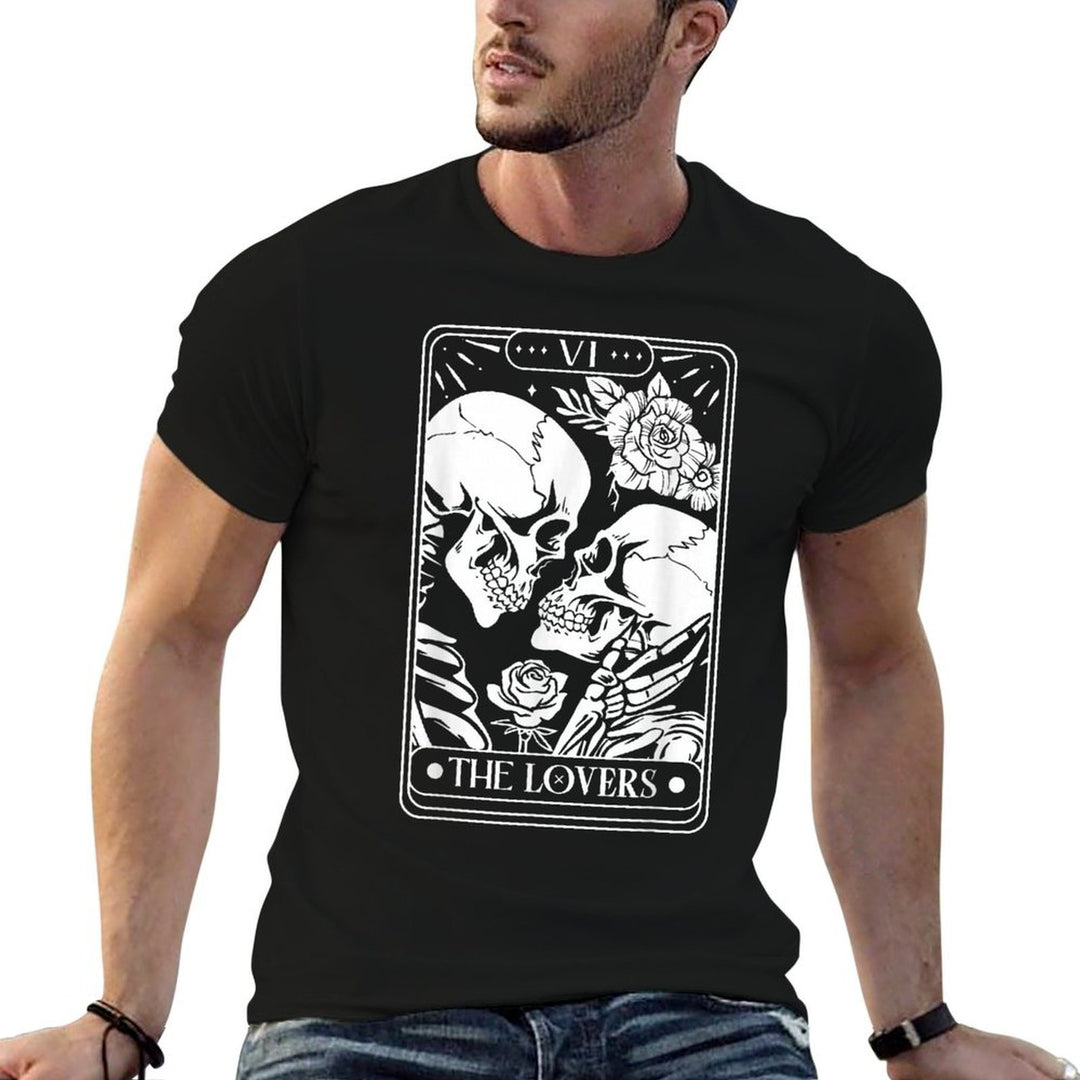 Tarot Card The Lovers Vintage Skeleton Goth Halloween Witch  Soft T-Shirt