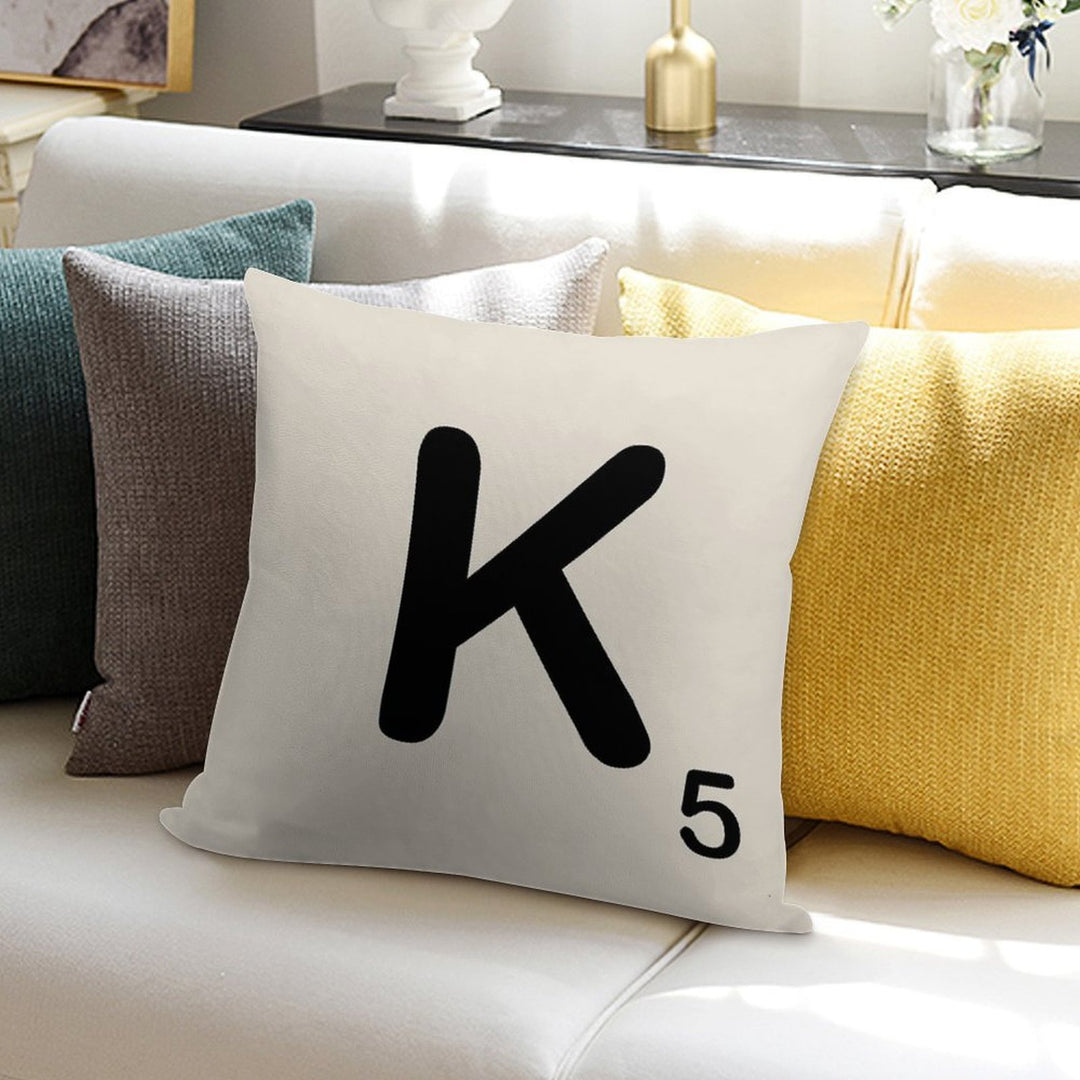 Scrabble Tile K Soft Decorative Cover Throw Pillow