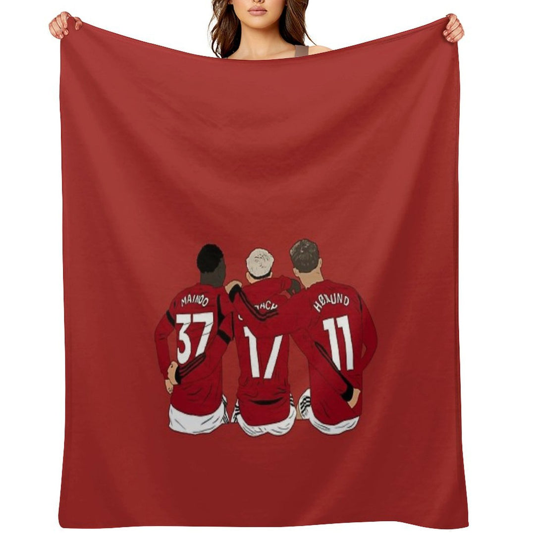 Kobbie Mainoo Alejandro Garnacho Rasmus Hojlund United Youth Trinity Minimalist Gift-ready Throw Blanket