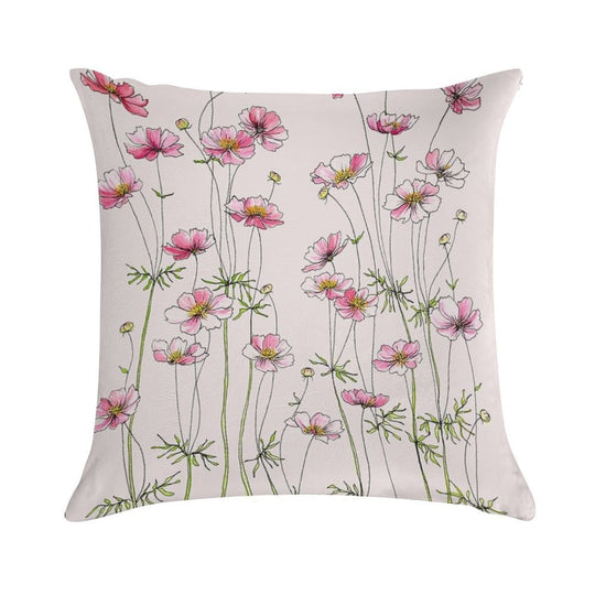 Pink Cosmos Flowers Soft Multiple Sizes Throw Pillow