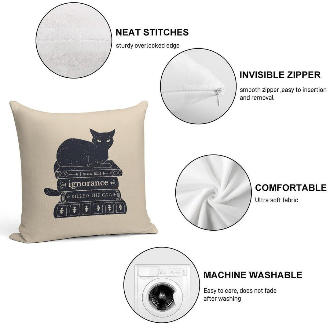 Dark Academia Ignorance Killed The Cat Soft Multiple Sizes Throw Pillow