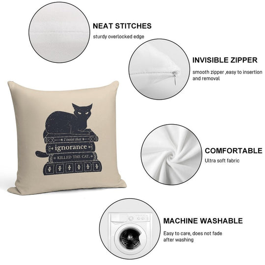 Dark Academia Ignorance Killed The Cat Soft Multiple Sizes Throw Pillow