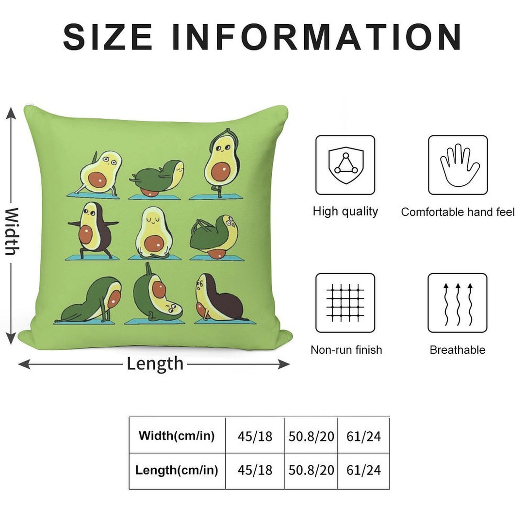 Avocado Yoga Soft Short Plush Fabric Throw Pillow