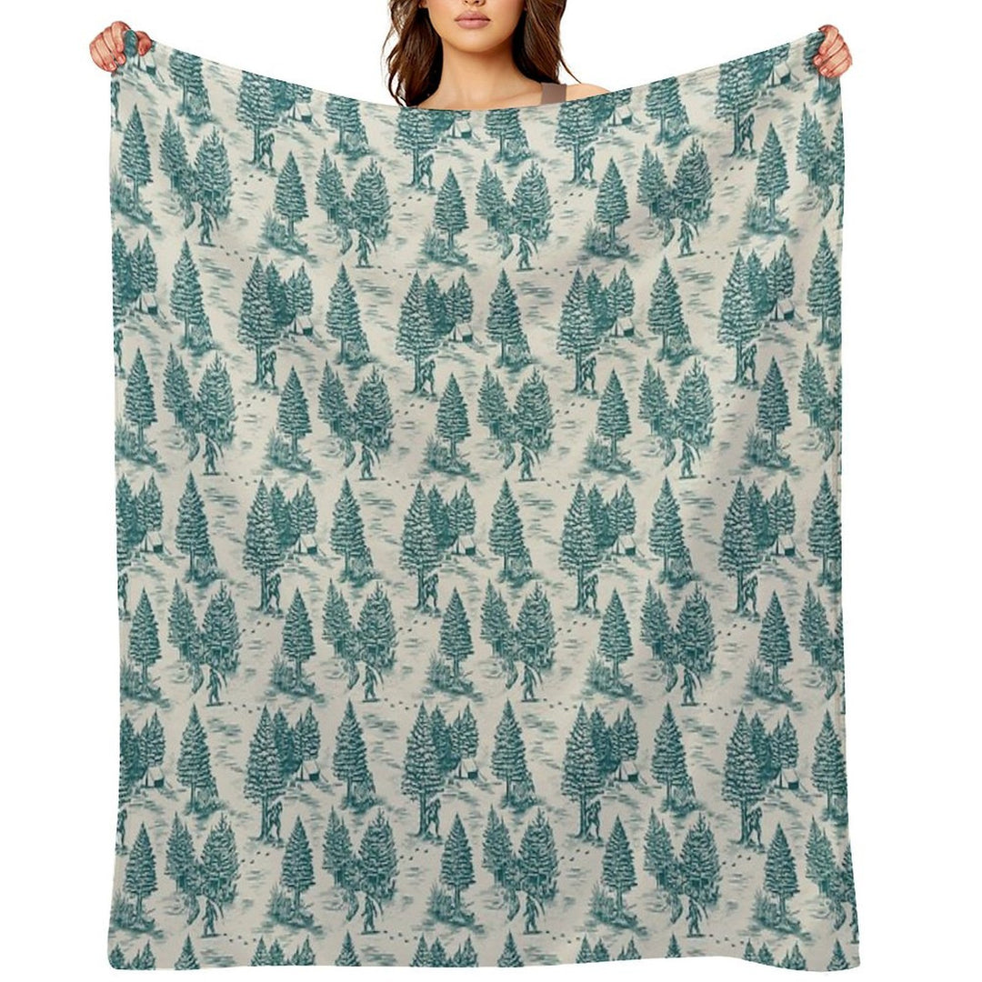 Bigfoot  Sasquatch Toile De Jouy in Teal Compact Throw Blanket