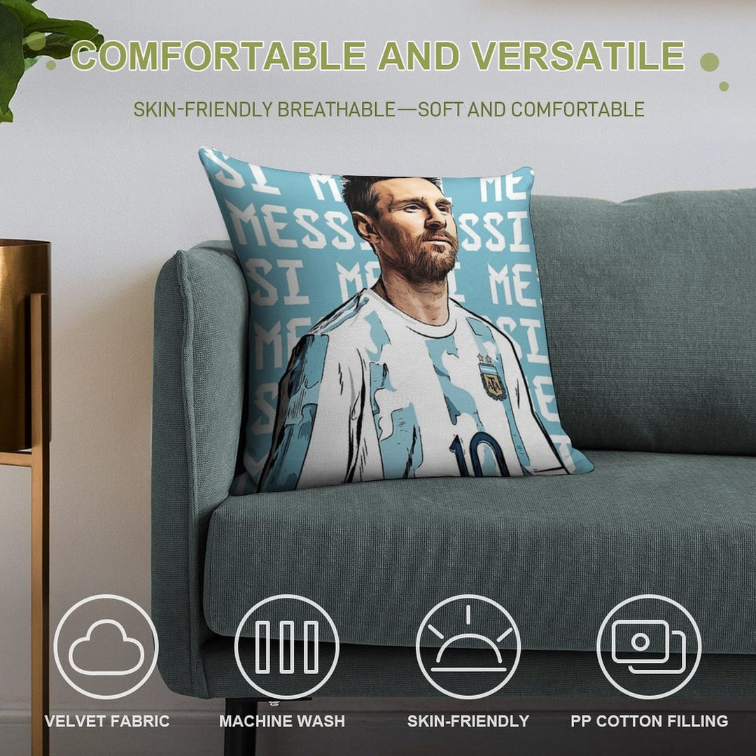 Lionel Messi Soft Luxury Feel Throw Pillow