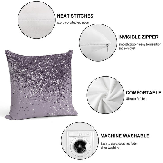 Lavender Lady Glam #2 (Photo of Glitter Only - Not Reflective) Soft Shrink-Resistant Throw Pillow