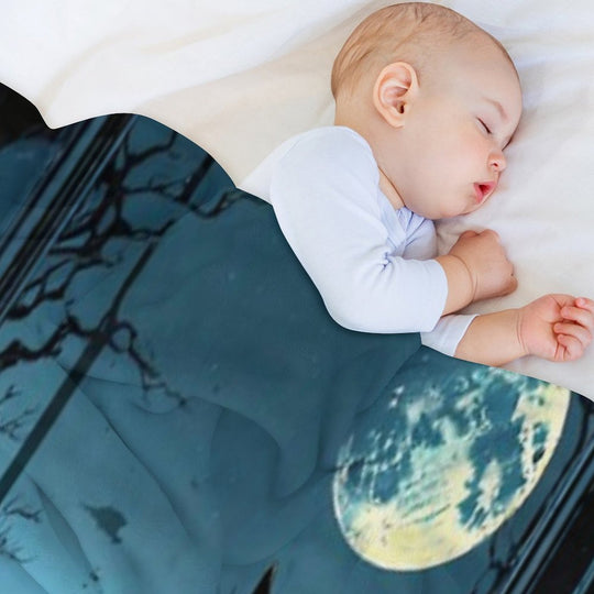 A Cat with A Cigarette in His Office in Front of The Moon Sustainable Throw Blanket