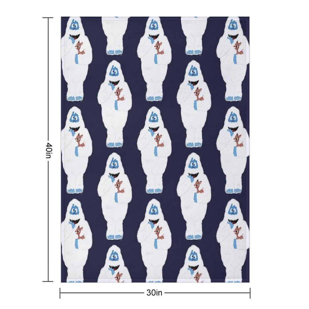 Classic Christmas Abominable Snowman with Rudolph © GraphicLoveShop Compact Throw Blanket