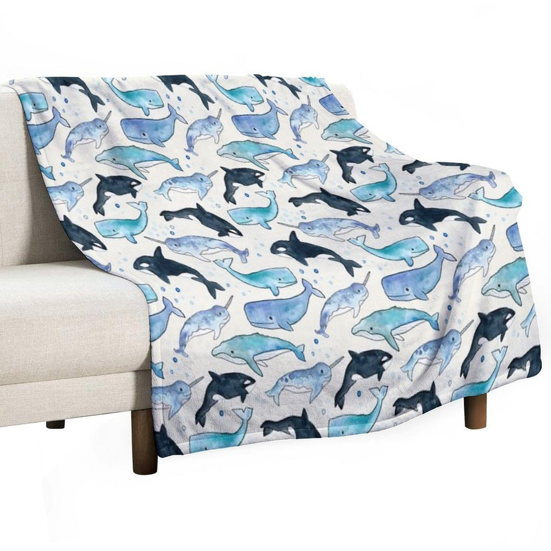 Whales, Orcas & Narwhals Velvety-soft Throw Blanket