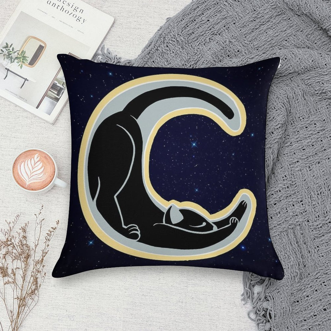 Celestial Stretching Moon Cat Soft Bedroom Essential Throw Pillow