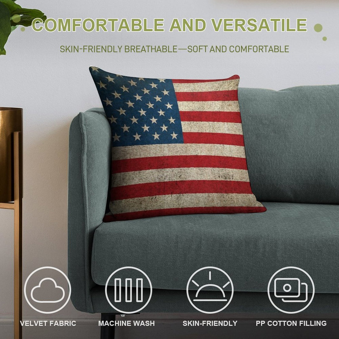 Old And Worn Distressed Vintage Flag of The United States Soft Anti-Pilling Throw Pillow