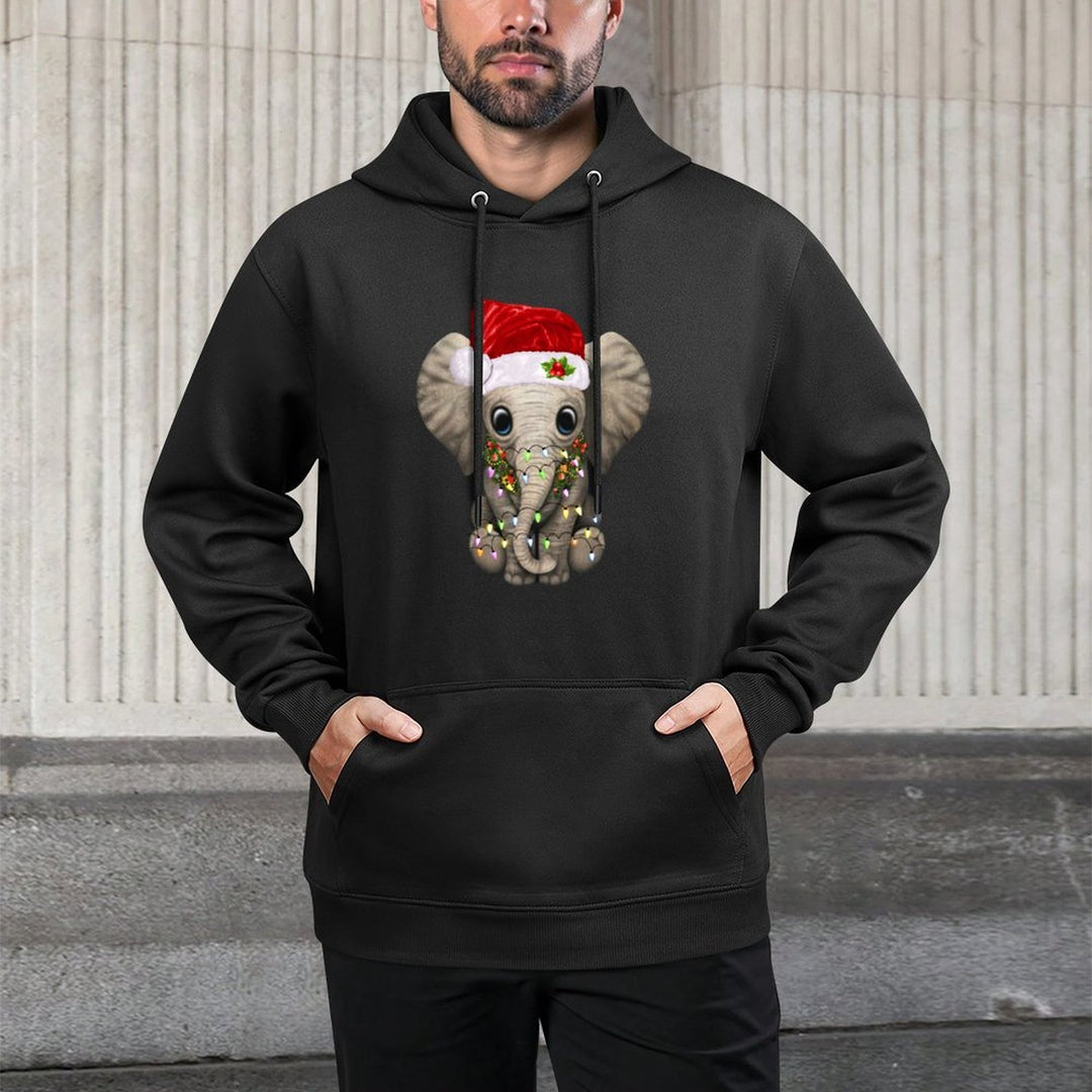 Cute Elephant Christmas Light Funny Elephant Lover Xmas Gift Sweatshirt Layering Staple Hoodie