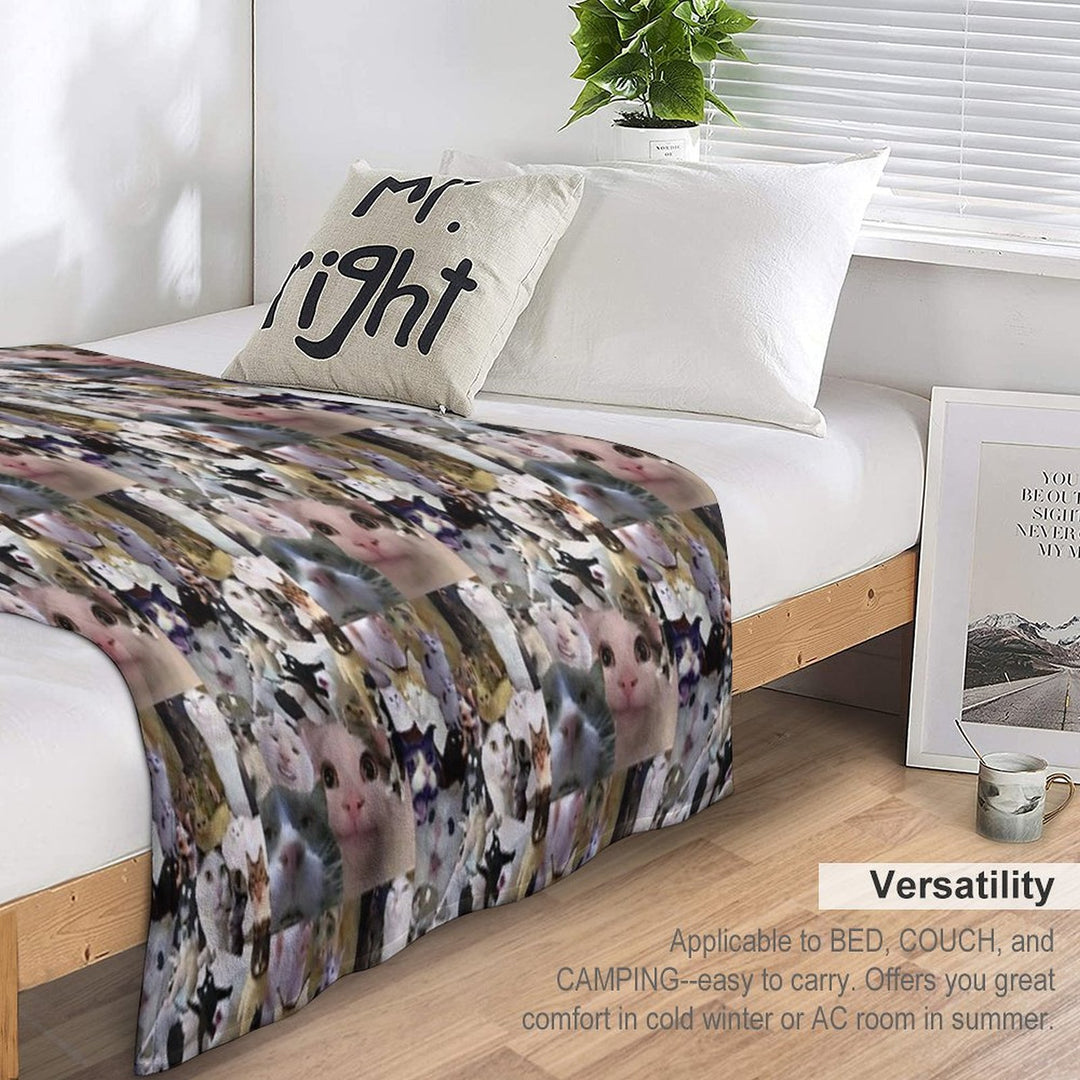 Cursed Cat Collage Anti-pilling Throw Blanket