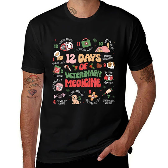 Funny Christmas Vet Tech 12 Days of Veterinary Medicine  Odor-resistant T-Shirt