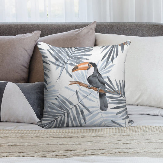 Palm Leaves And Toucan Soft Anti-Pilling Throw Pillow