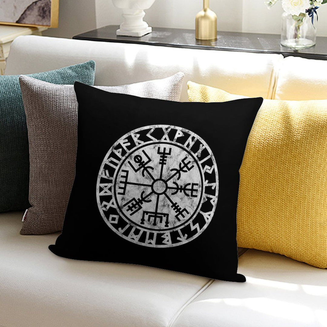 Vintage, Vegvisir, Symbol, Futhark Runes, Viking Compass, Norse, Protection Soft Skin-Friendly Throw Pillow