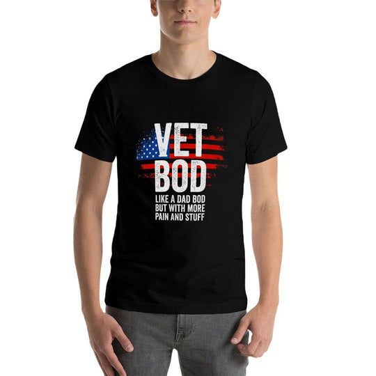 Funny Veteran Ts For Men American Vet Bod Like Dad Bod  Vintage-inspired T-Shirt