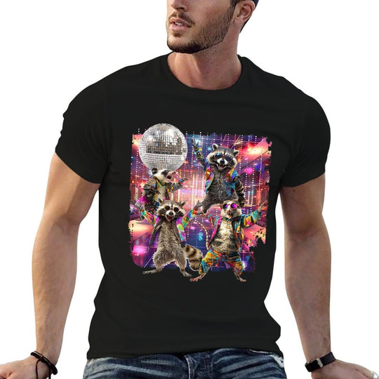 Disco Raccoon Dancing Opossum Rave Meme EDM Party  Relaxed-fit T-Shirt