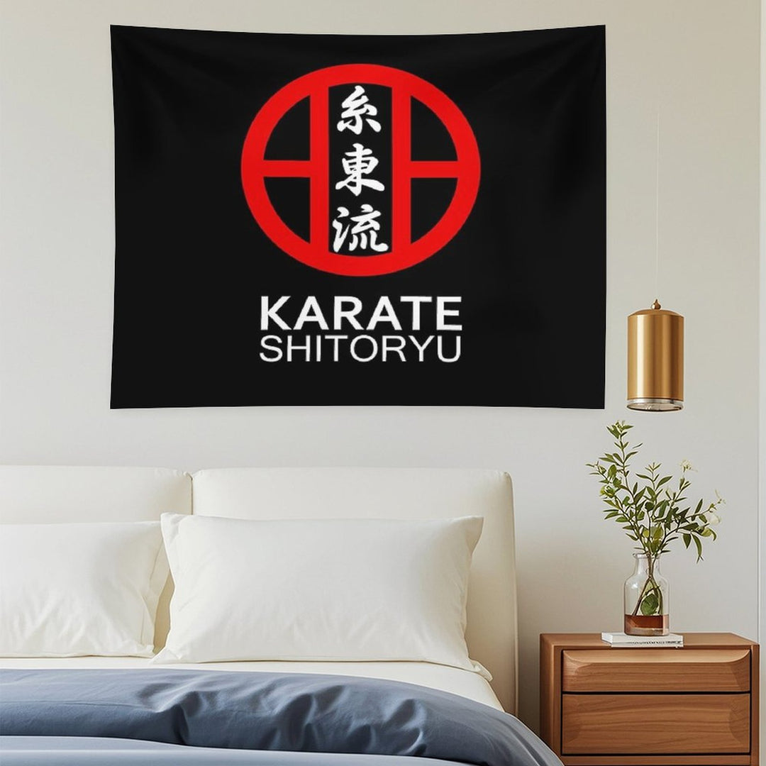 Karate Shitoryu Kanji And Symbol White Text Tapestry