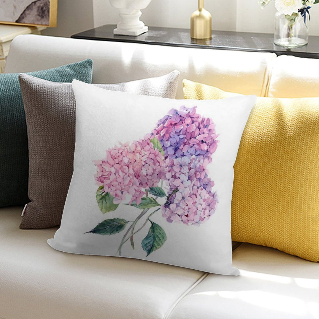 Watercolor Branch of Blooming Hydrangeas Soft Style Accent Throw Pillow