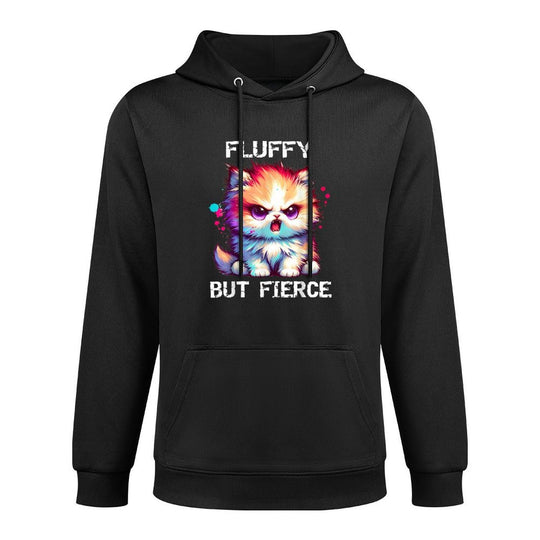Fluffy But Fierce Funny Graphic Meme Kawaii Cat Anime Gifts Men Women Kids Relaxed Fit Hoodie
