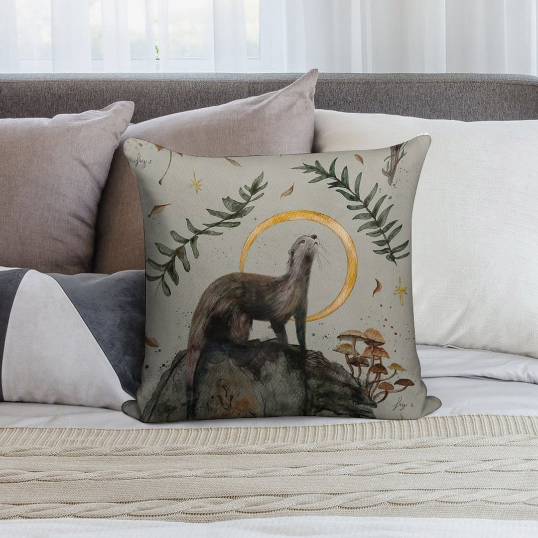Otter And Her Treasures Soft Home Decor Throw Pillow