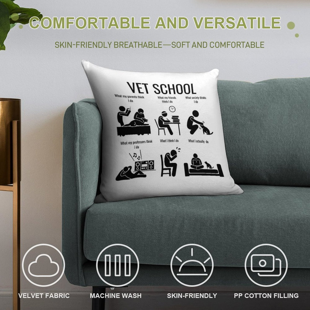 Vet School What I Think Soft High-Density Material Throw Pillow