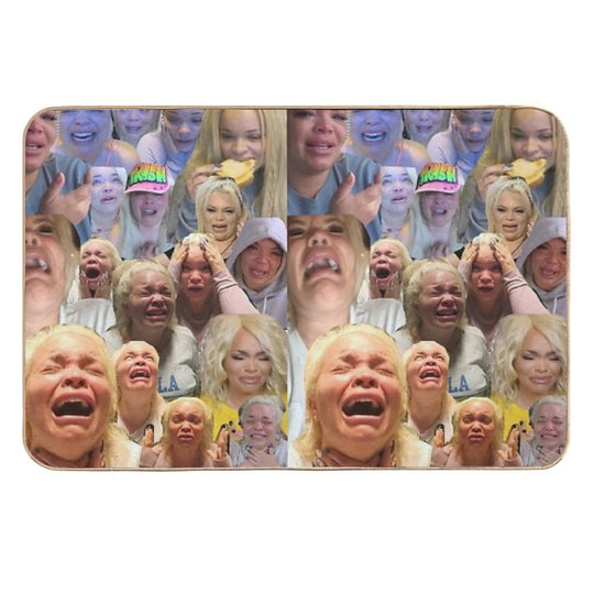 Trisha Pastas Crying on Her Kitchen Floor Collage  High-Traffic Bath Mat