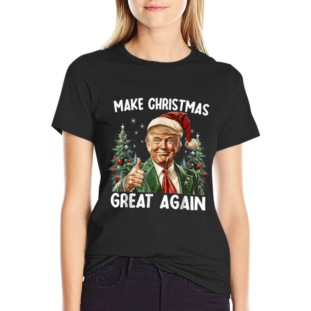 Make Christmas Great Again Funny Santa Trump 2025 Men Xmas  Polyester Blend T-Shirt
