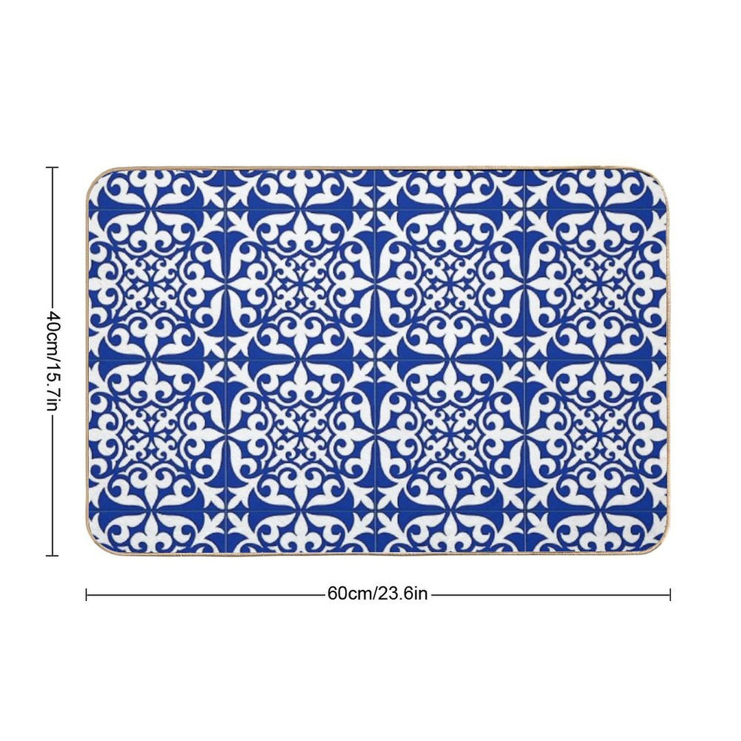 Moroccan Tile - Cobalt Blue  Odorless Bath Mat
