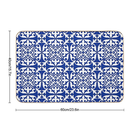 Moroccan Tile - Cobalt Blue  Odorless Bath Mat