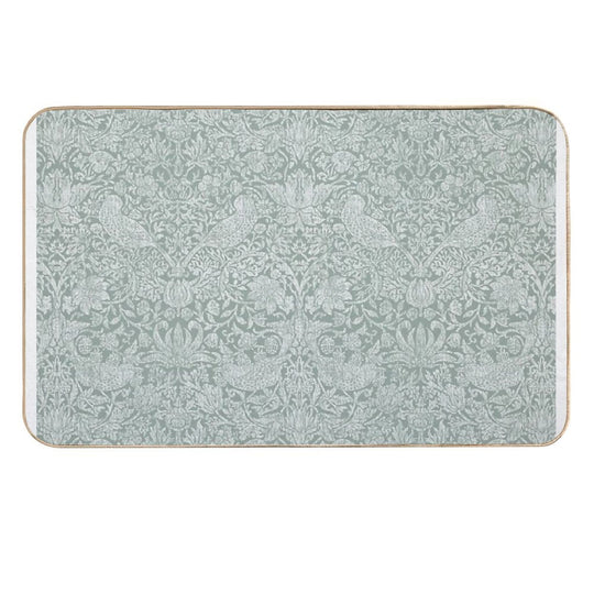 Strawberry Thief Linen on Sage Green  Easy Maintenance Bath Mat