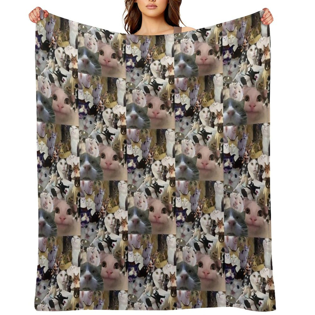 Cursed Cat Collage Anti-pilling Throw Blanket
