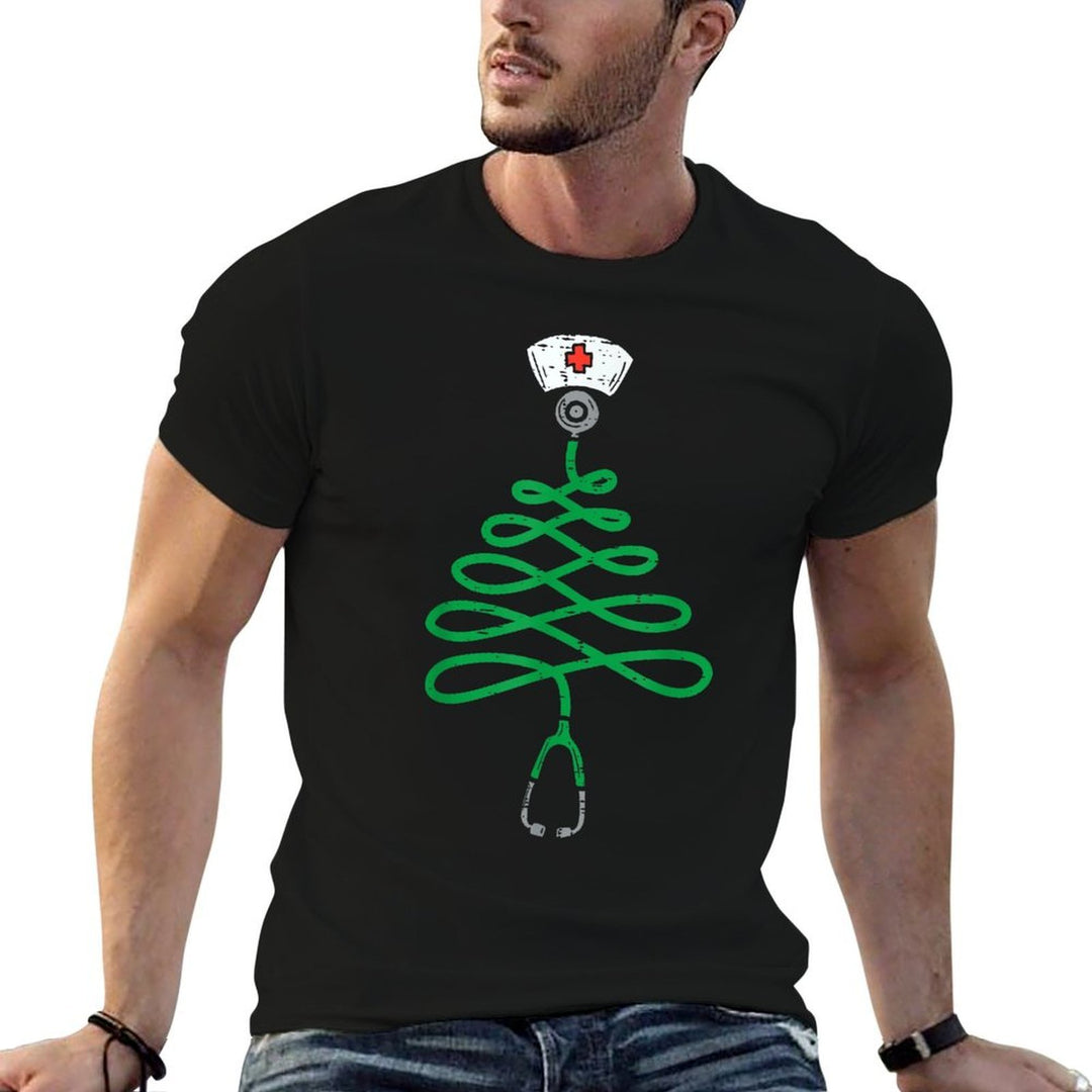 Stethoscope Christmas Tree Nurse Christmas Scrub Top Xmas  Durable T-Shirt
