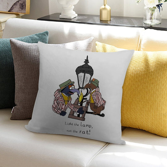 Light The Lamp, Not The Rat! (with Full Lamp Post) Soft Style Accent Throw Pillow
