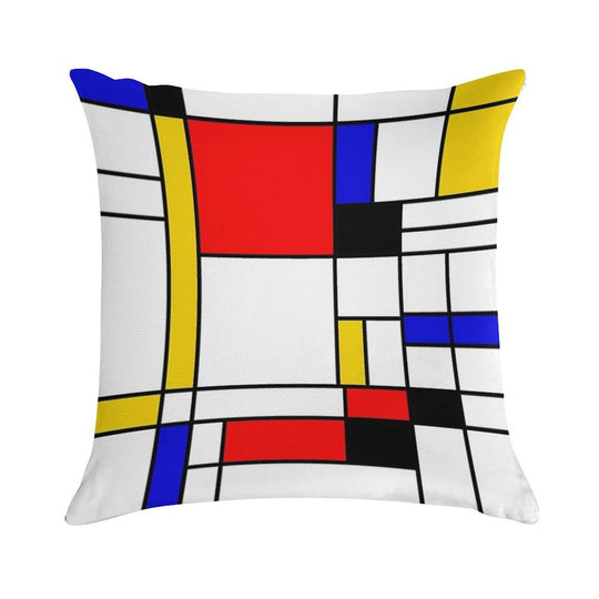 Bauhouse Mondrian Style Soft Durable Construction Throw Pillow