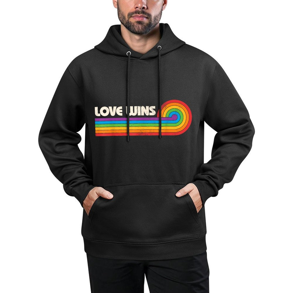LGBTQ Love Wins Gay Pride LGBT Ally Rainbow Vintage Colorfast Hoodie