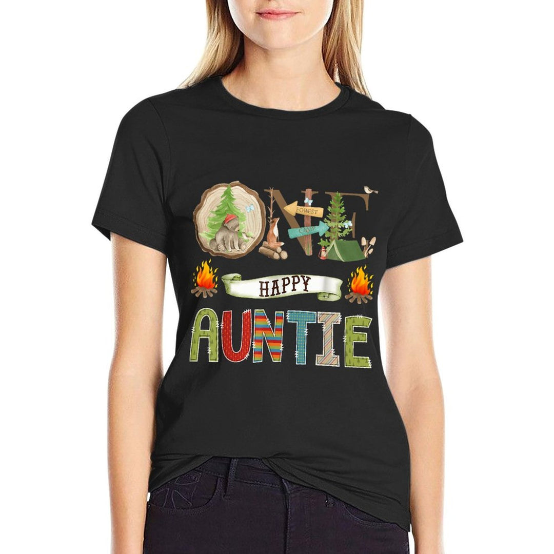 One Happy Auntie Camper 1St Birthday Camping Bear Comfortable T-Shirt