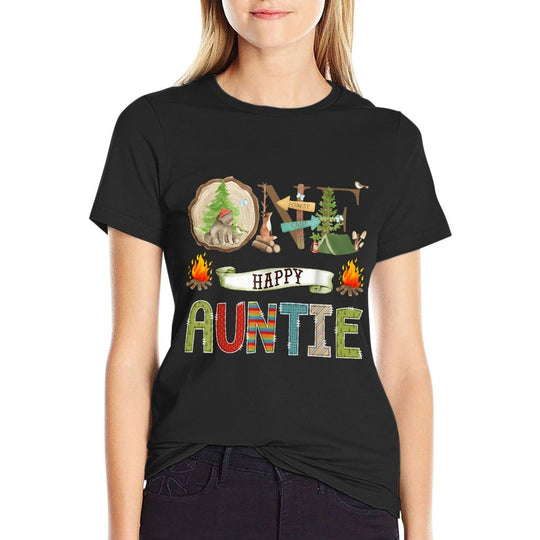 One Happy Auntie Camper 1St Birthday Camping Bear Comfortable T-Shirt
