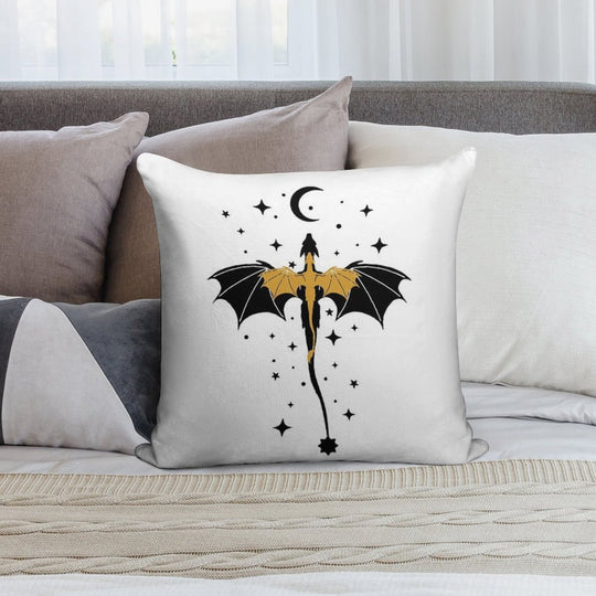 Black And Gold Starry Dragons Soft Skin-Friendly Throw Pillow