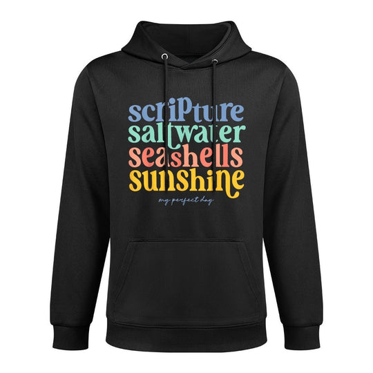 Scripture Saltwater Seashells Sunshine My Perfect Day All-Day Comfort Hoodie
