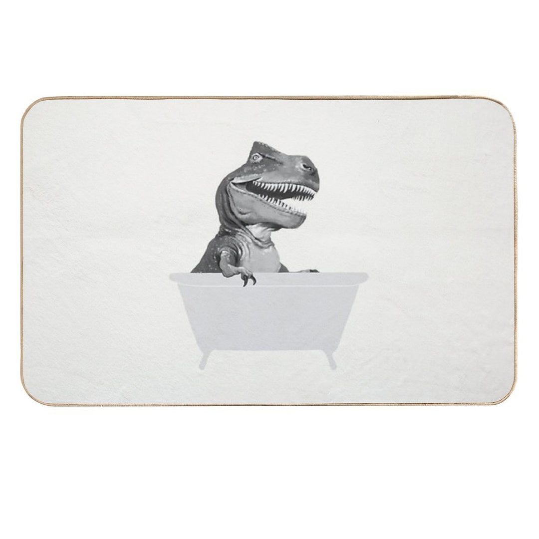 Vintage T-Rex in Bathtub  Repositionable Bath Mat