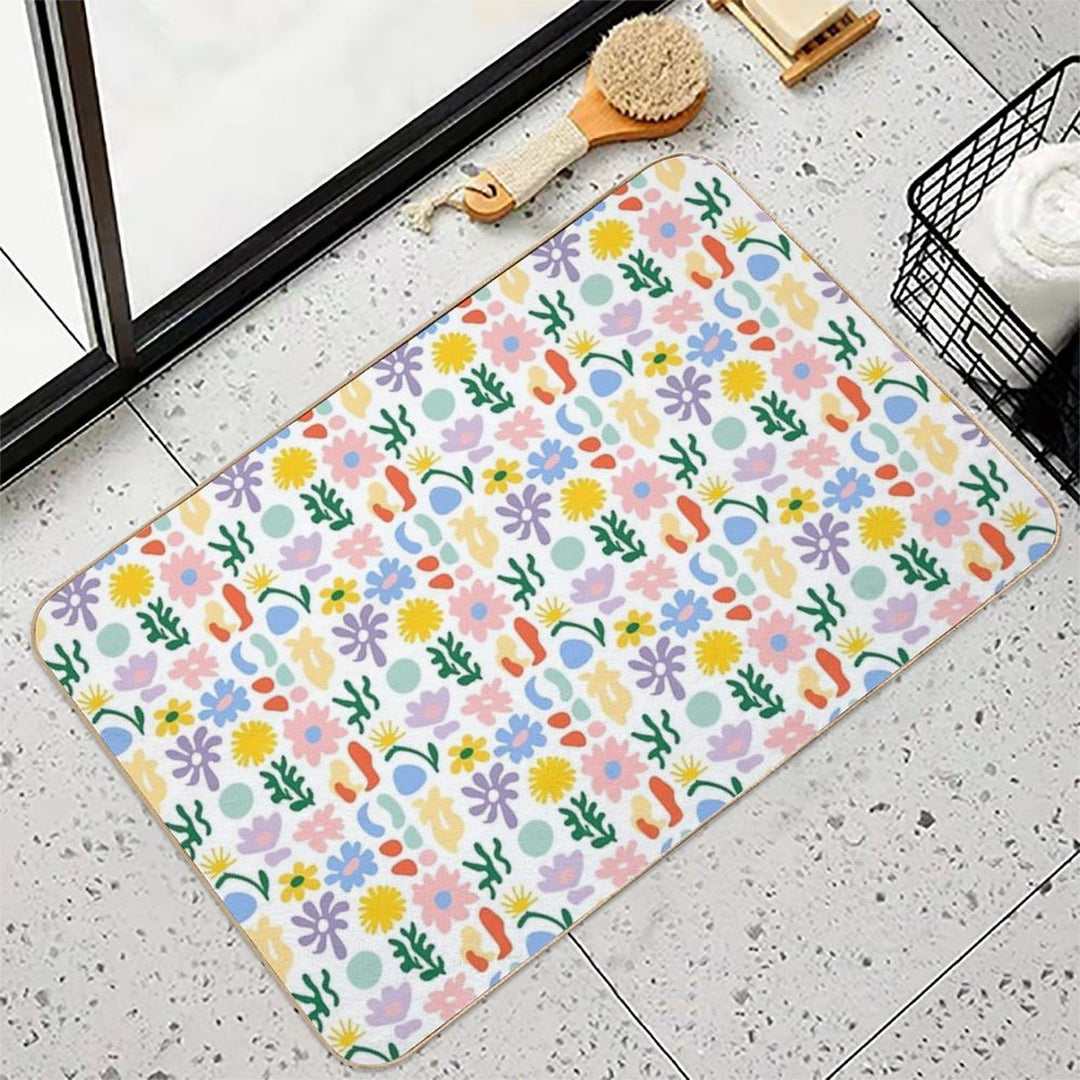 Matisse Inspired Abstract Floral Pattern  Odorless Bath Mat