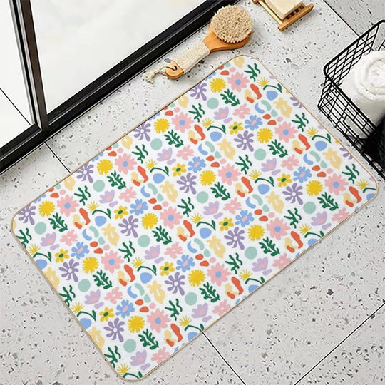 Matisse Inspired Abstract Floral Pattern  Odorless Bath Mat