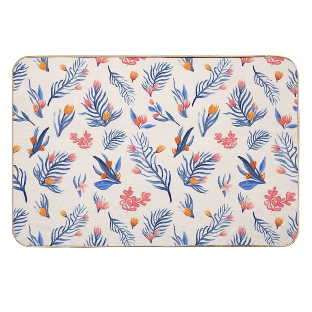 Succulent Garden Pattern on Cream  Pet-Safe Bath Mat