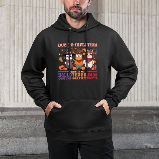 Due To Inflation Halloween Thanksgiving Ugly Christmas Llama Sweatshirt Machine Washable Hoodie
