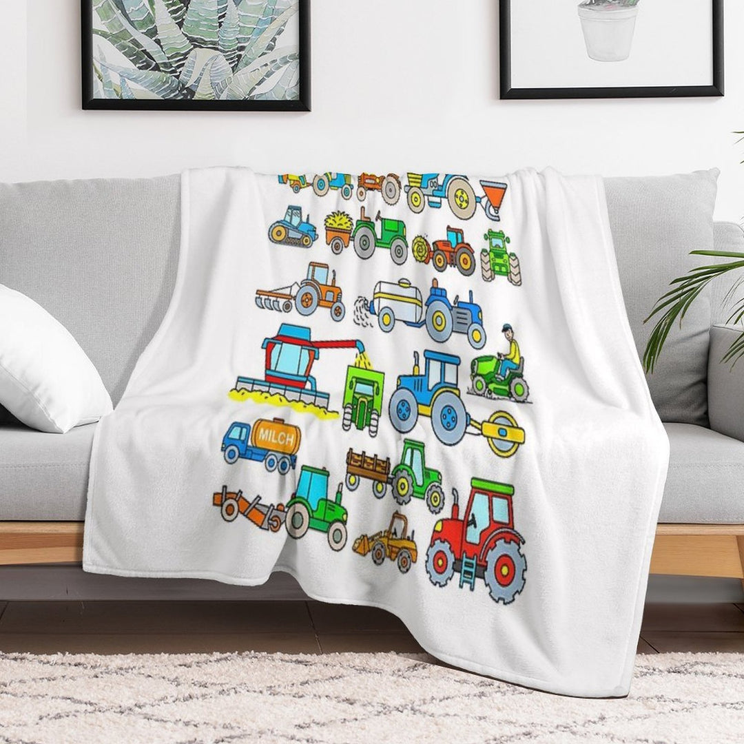 Tractors Farm Vehicles Durable Throw Blanket