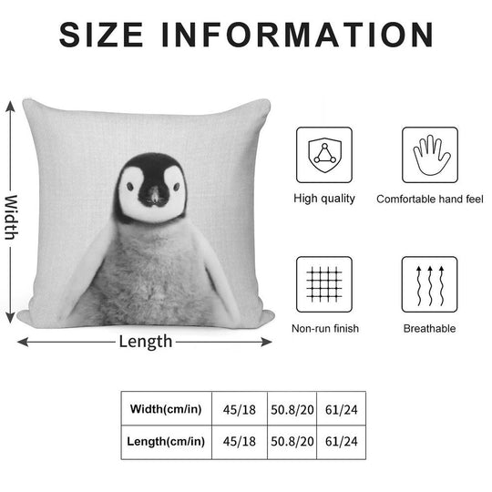 Baby Penguin - Black & White Soft Gift Ready Throw Pillow